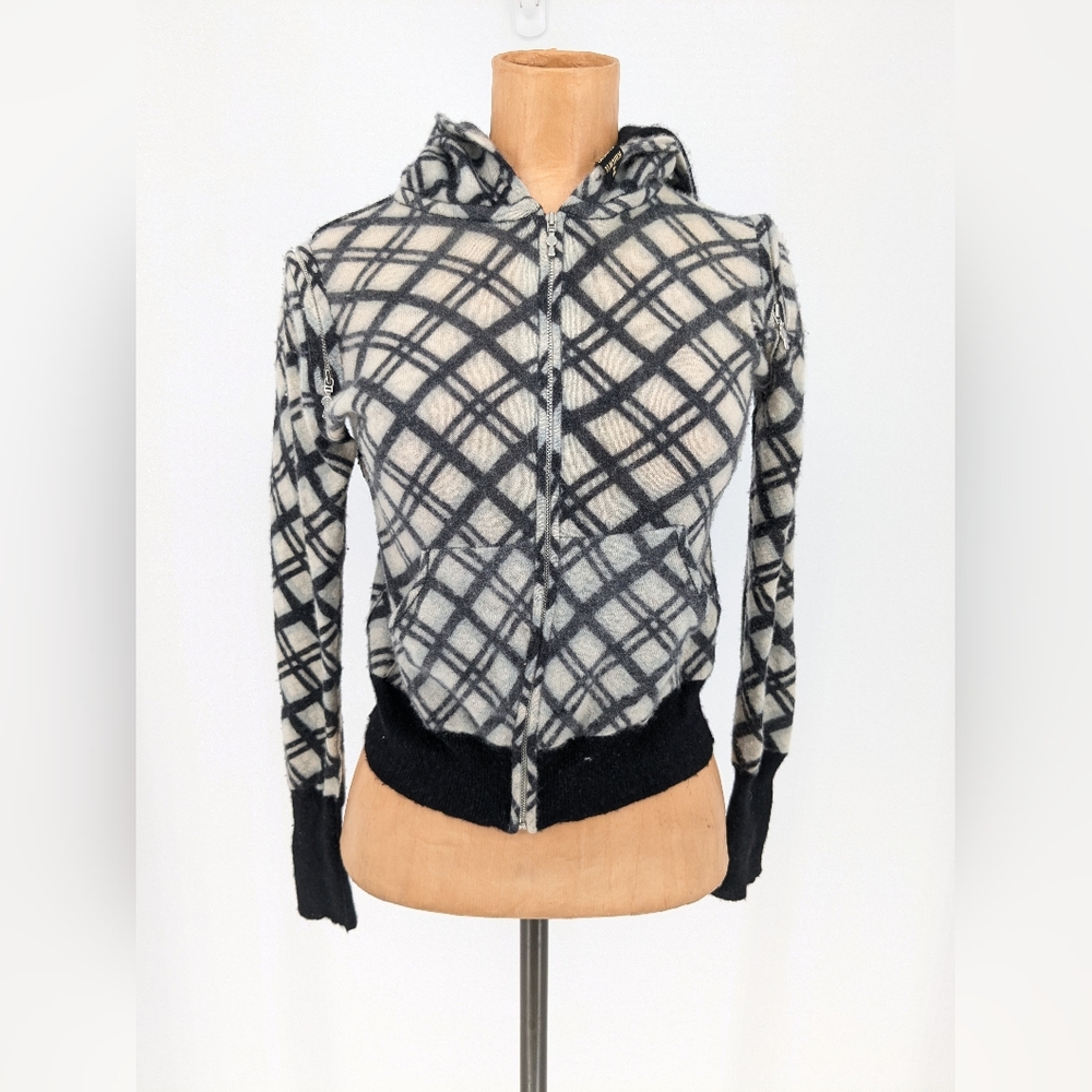 Knitwit 100% Cashmere Full Zip Hooded Jacket Size Small Handmade Zipper Sleeve